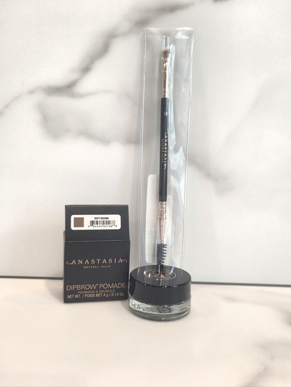 Anastasia Beverly Hills Dipbrow Pomade In Soft Brown & Brow Spoolie & Brush NIB